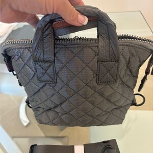 Quilted Gray Handbag With LongStrap For Crossbody